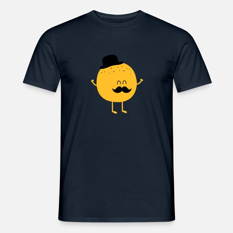 Funny Orange with Mustache - Männer T-Shirt - Navy