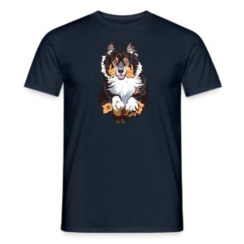 Pastore Australiano Tricolore Nero - T-shirt uomo - navy - Fronte - AI Model Male 178 light (178cm)