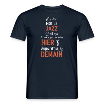 En vrai moi le jazz hier aujourd hui demain - T-shirt homme - marine - Devant - AI Model Male 178 light (178cm)