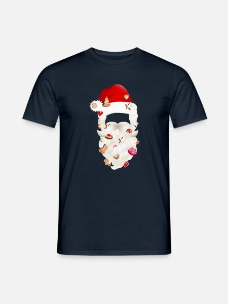 Santa Claus Bart gespickt mit Weihnachtsplätzchen - Männer T-Shirt - Navy
