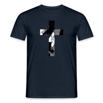 Crosses scratches old text jesus christ cool logo - Men's T-Shirt - navy - Front - AI Model Male 178 light (178cm)