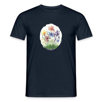 Flowers akvarell - Men's T-Shirt - navy - Front - AI Model Male 178 light (178cm)