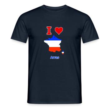 Carte du drapeau de la France avec la ville d’Arras - T-shirt homme - marine - Devant - AI Model Male 178 light (178cm)