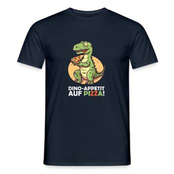 Dinosaurier mit Pizza - Männer T-Shirt - Navy - Vorne - AI Model Male 178 light (178cm)