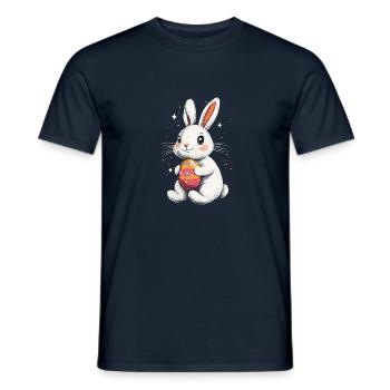 Lapin de Pâques avec oeuf de Pâques Vintage - T-shirt homme - marine - Devant - AI Model Male 178 light (178cm)