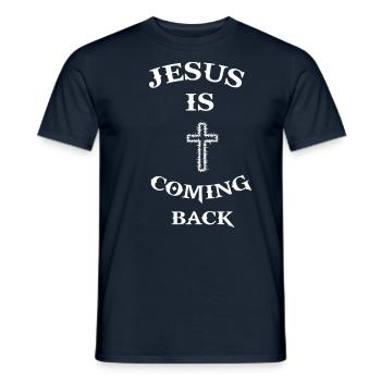 Jesus Christus Auferstehung Erlöser Messias Spruch - Männer T-Shirt - Navy - Vorne - AI Model Male 178 light (178cm)