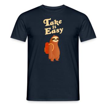 Take It Easy - Hike Sloth Hiking Mountains - Men's T-Shirt - navy - Front - AI Model Male 178 light (178cm)
