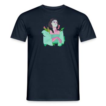 woman, pop-art, abstract, plants,pink, green - Men's T-Shirt - navy - Front - AI Model Male 178 light (178cm)