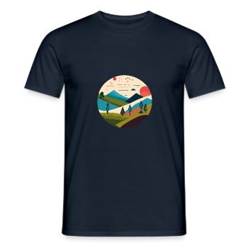 Mountain landscape with wonderful nature - Men's T-Shirt - navy - Front - AI Model Male 178 light (178cm)
