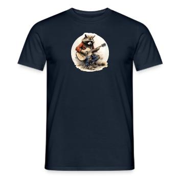 Raccoon playing guitar 3 - Men's T-Shirt - navy - Front - AI Model Male 178 light (178cm)
