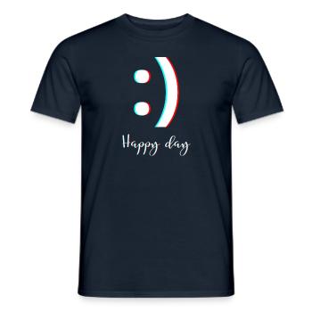 T-Shirt Humour Happy Day - T-shirt homme - marine - Devant - AI Model Male 178 light (178cm)