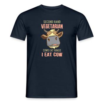 D’occasion Végétarien Drôle Amateur de Viande Anti Vegan - T-shirt homme - marine - Devant - AI Model Male 178 light (178cm)