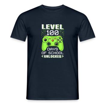 Level 100 Tage Der Schule Freigeschaltet Gamer - Männer T-Shirt - Navy - Vorne - AI Model Male 178 light (178cm)