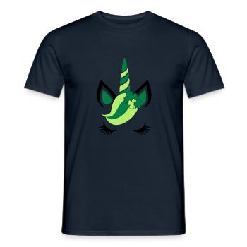 St Patricks day Einhorn-Kind-Magie-Kleeblatt-Baby - Men's T-Shirt - navy - Front - AI Model Male 178 light (178cm)