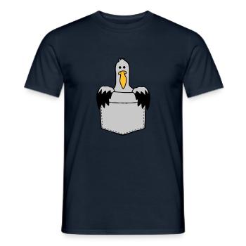Brusttasche Möwe Unterwegs mitnehmen - Männer T-Shirt - Navy - Vorne - AI Model Male 178 light (178cm)