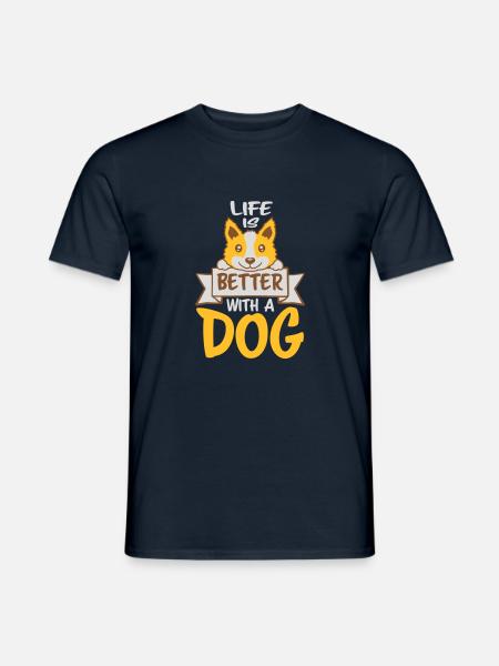 better with a dog - Men's T-Shirt - navy