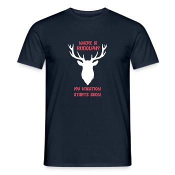 Où est Rudolph? Mes vacances commencent bientôt. - T-shirt homme - marine - Devant - AI Model Male 178 light (178cm)