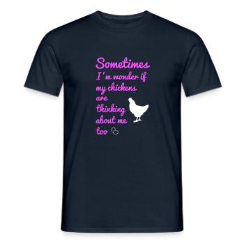 Manchmal frage ich mich, ob meine Hühner - Männer T-Shirt - Navy - Vorne - AI Model Male 178 light (178cm)