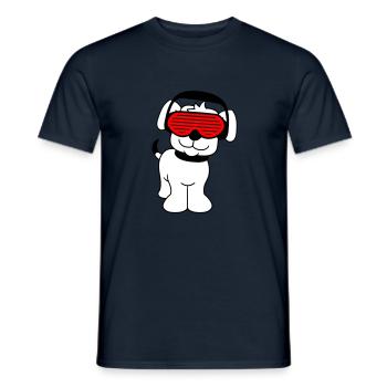 Cool Mignon DJ Chien Animal de compagnie Chiot Musique de fête - T-shirt homme - marine - Devant - AI Model Male 178 light (178cm)