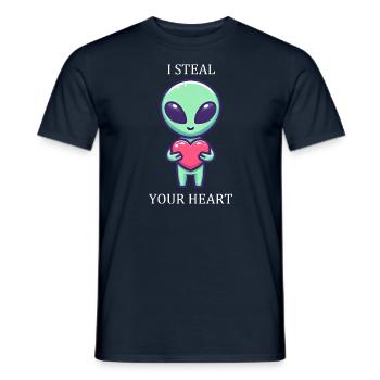 Amour extraterrestre - Les cœurs de la Saint-Valentin dans l’espace - T-shirt homme - marine - Devant - AI Model Male 178 light (178cm)