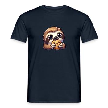 Cute Sloth Cookies Cartoon Snacking - Men's T-Shirt - navy - Front - AI Model Male 178 light (178cm)