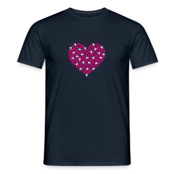 Totenkopf Herz Skull Heart Pink + Weiß Rock n Roll - Männer T-Shirt - Navy - Vorne - AI Model Male 178 light (178cm)