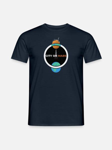 City on mars! - T-shirt herr - marinblå