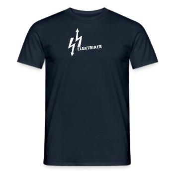 elektriker,strom,logo,blitz,schrift,typo - Männer T-Shirt - Navy - Vorne - AI Model Male 178 light (178cm)