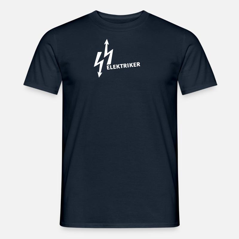 elektriker,strom,logo,blitz,schrift,typo - Männer T-Shirt - Navy