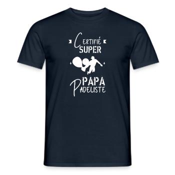 Super papa padeliste - T-shirt homme - marine - Devant - AI Model Male 178 light (178cm)