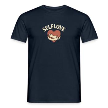 SelfLove – Cartoon Herz, das sich selbst umarmt - Männer T-Shirt - Navy - Vorne - AI Model Male 178 light (178cm)
