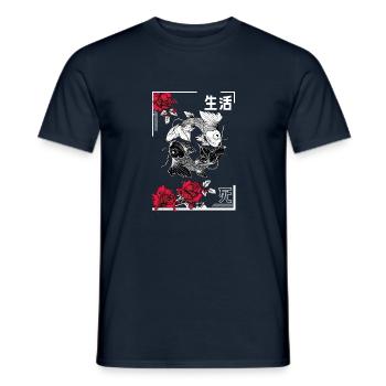 Yin und Yang Koi mit Rosen - Männer T-Shirt - Navy - Vorne - AI Model Male 178 light (178cm)