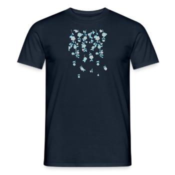 Fleurs, aquarelle, peinture, aquarelle, bleu - T-shirt homme - marine - Devant - AI Model Male 178 light (178cm)