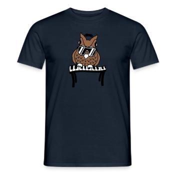 DJ Eule Nacht Vogel Klavier Keyboard Taste Spielen - Männer T-Shirt - Navy - Vorne - AI Model Male 178 light (178cm)