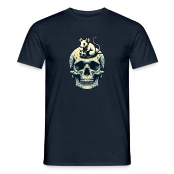 Skull mit lustiger Maus und Fussball - Männer T-Shirt - Navy - Vorne - AI Model Male 178 light (178cm)