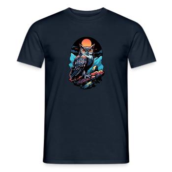 Great owl eagle owl by moonlight - Men's T-Shirt - navy - Front - AI Model Male 178 light (178cm)