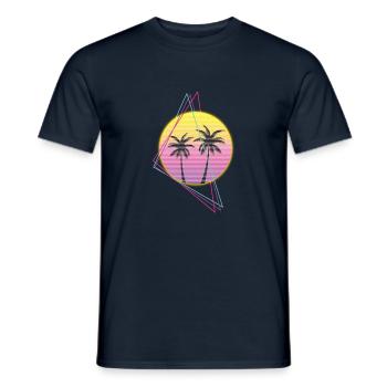 Synthwave Sonne Retro - Männer T-Shirt - Navy - Vorne - AI Model Male 178 light (178cm)