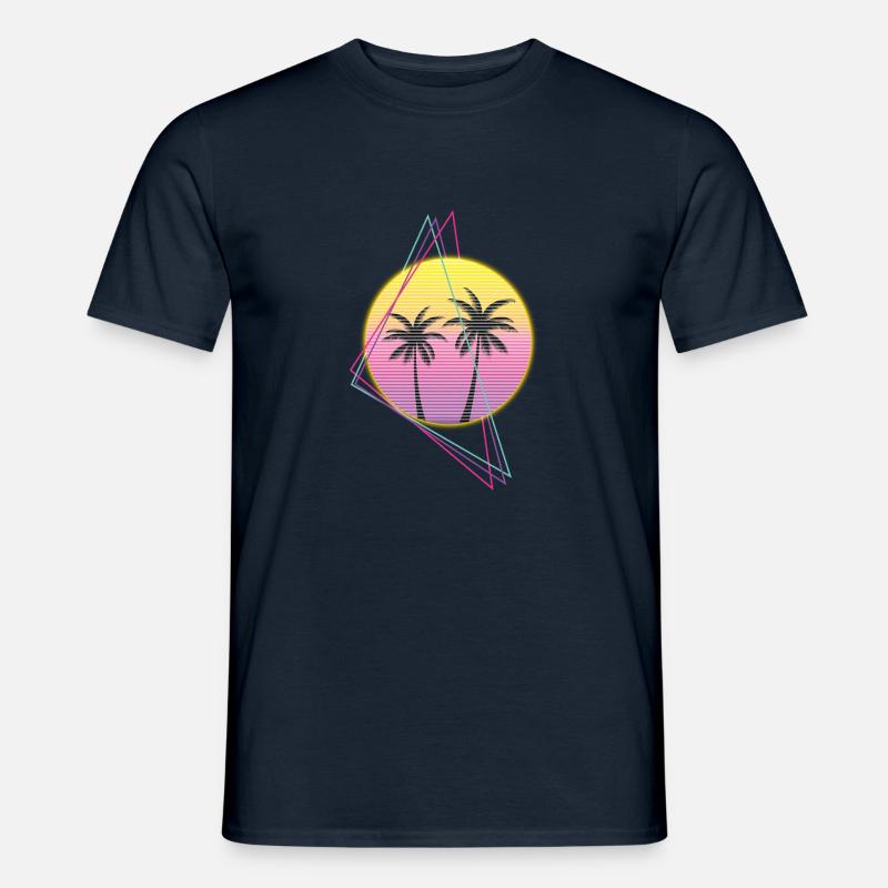 Synthwave Sonne Retro - Männer T-Shirt - Navy
