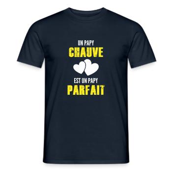 un papy chauve est un papy parfait / grand-père - T-shirt homme - marine - Devant - AI Model Male 178 light (178cm)