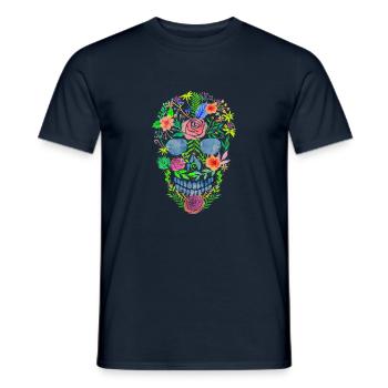 Blumenschädel - Männer T-Shirt - Navy - Vorne - AI Model Male 178 light (178cm)