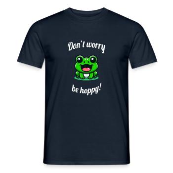 Don't worry be happy süßer kawaii frosch - Männer T-Shirt - Navy - Vorne - AI Model Male 178 light (178cm)