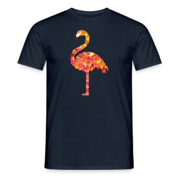 Flamant rose des feuilles d’automne - T-shirt homme - marine - Devant - AI Model Male 178 light (178cm)