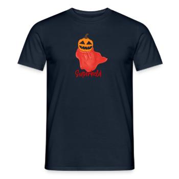superheld, helloween,kürbis,umhang,held - Männer T-Shirt - Navy - Vorne - AI Model Male 178 light (178cm)