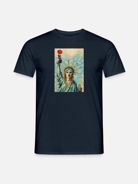 Statue of Liberty holding Flower - Männer T-Shirt - Navy