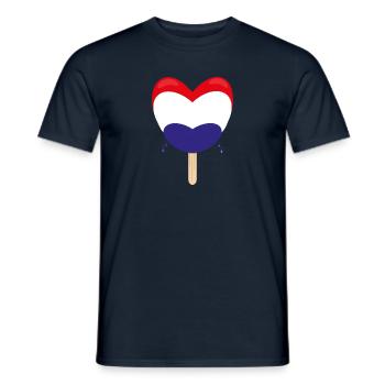 Flagge der Niederlande mit Herz. - Männer T-Shirt - Navy - Vorne - AI Model Male 178 light (178cm)