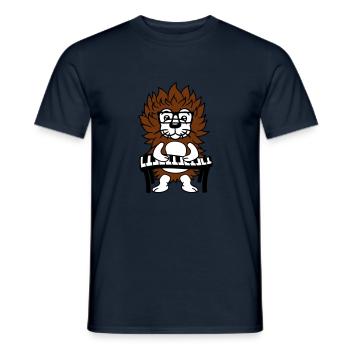 Cute Nerd Hedgehog Playing Keyboard Piano Glasses Animal - Men's T-Shirt - navy - Front - AI Model Male 178 light (178cm)