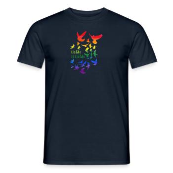liefde is liefde,rainbow,deaf,birds - Men's T-Shirt - navy - Front - AI Model Male 178 light (178cm)