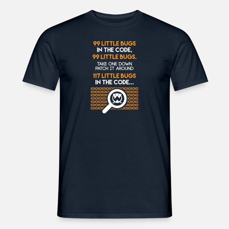 99 Little Bugs in The Code Funny Coding - Men’s T-shirt - navy