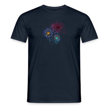 Feux d’artifice,Fusées,Étoiles,Réveillon du Nouvel An,Coloré - T-shirt homme - marine - Devant - AI Model Male 178 light (178cm)