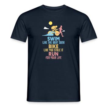 Triathlon Swim Bike Run Retro Triathlète - T-shirt homme - marine - Devant - AI Model Male 178 light (178cm)